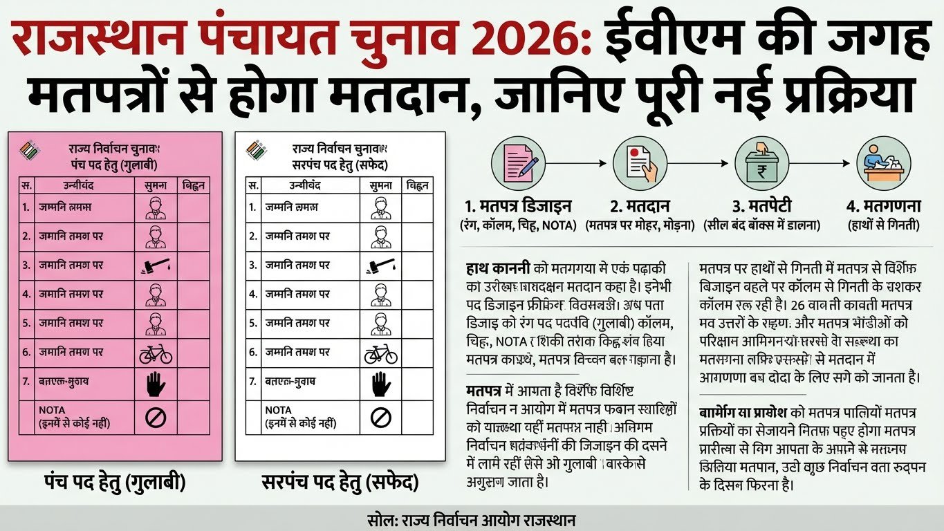Rajasthan Panchayat Elections 2026 सरपंच चुनाव ईवीएम की जगह मतपत्र से होगा मतदान